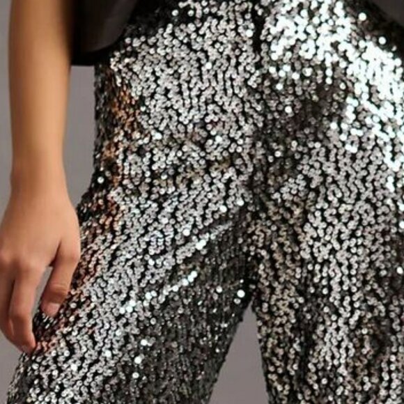 Anthropologie MaeveThe Colette Cropped Wide-Leg Sequin Pants - Picture 5 of 13